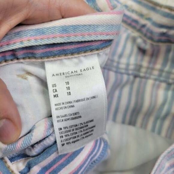 American Eagle Women’s Striped Shorts Stretch Cuffed Hem Multicolor Size 10 - Picture 4 of 6